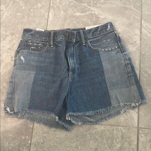 American Eagle High Rise 90s Boyfriend Patchwork Jean Shorts